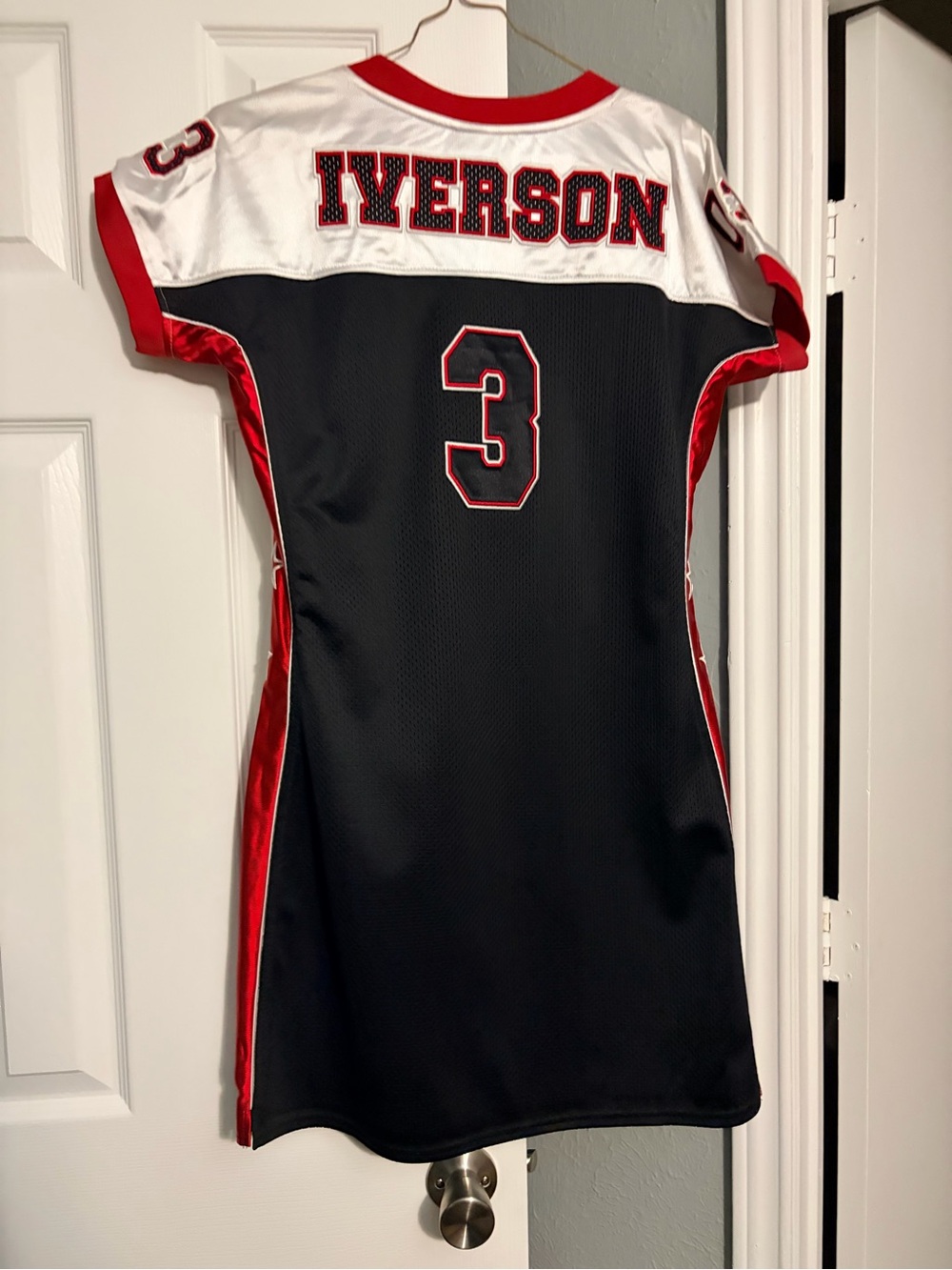 Allen Iverson Number 3 Black & Red Women's Jersey Dress